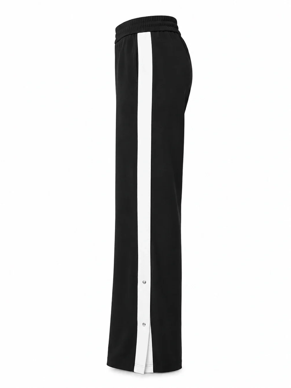 Theory Black Wide-Leg Track Pants with White Side Stripe
